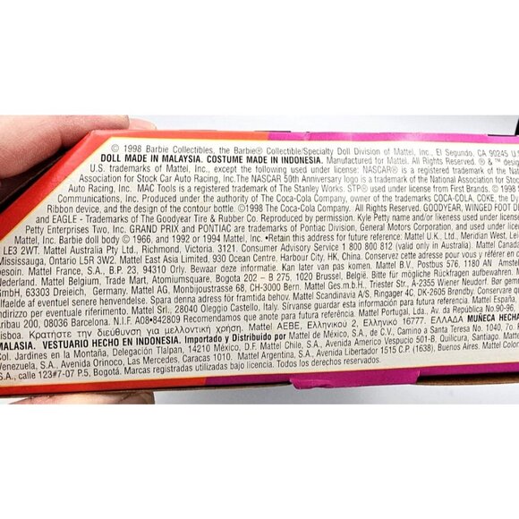 Barbie 50th Anniversary Nascar Fashion Doll 1998 - Box Never Been Opened - Picture 4 of 4